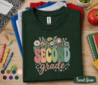 Second Grade Floral Shirt, Teacher Back to School Tee, First Day of School Wildflower Grade 2 Shirt, Cute Second Grade Student Gift for Girl