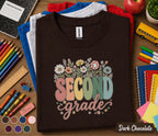 Second Grade Floral Shirt, Teacher Back to School Tee, First Day of School Wildflower Grade 2 Shirt, Cute Second Grade Student Gift for Girl