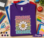 2nd Grade Daisy Shirt, Cute Second Grade Back to School Tee Girls, Teacher First Day of School Shirt, Retro Smiley Flower Student Gift