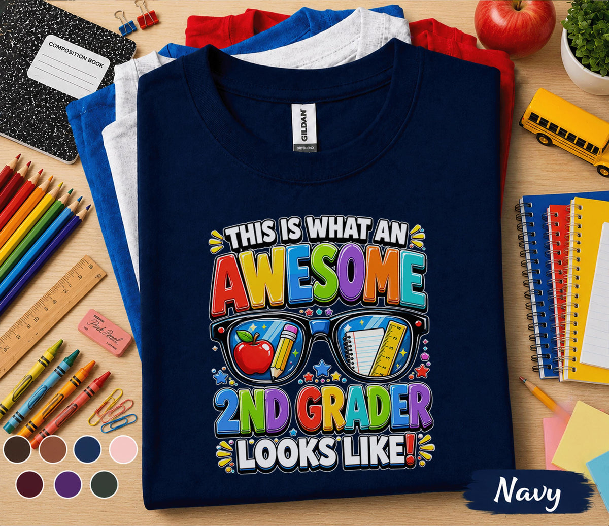 Awesome 2nd Grader Shirt, This Is What an Awesome 2nd Grader Looks Like Tee, Back to School Shirt, First Day of Second Grade Gift