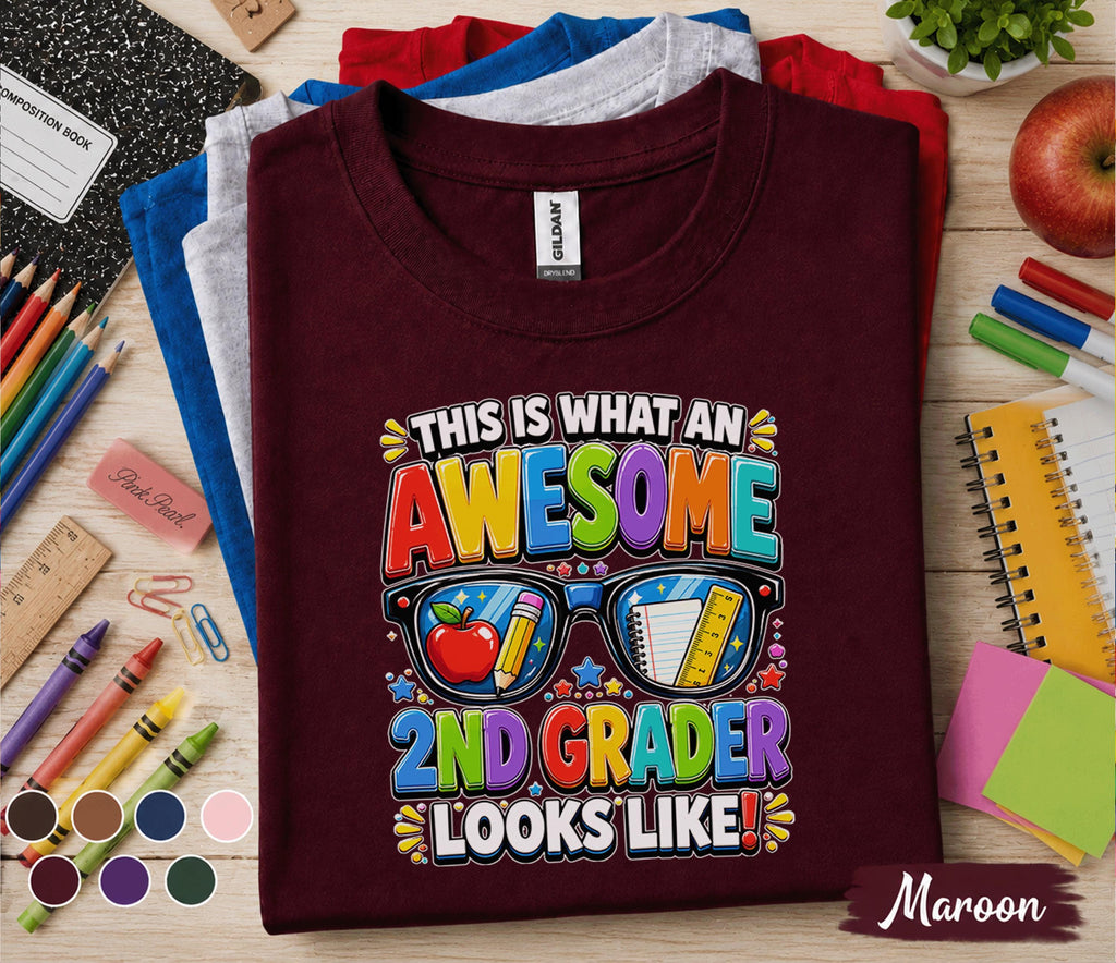 Awesome 2nd Grader Shirt, This Is What an Awesome 2nd Grader Looks Like Tee, Back to School Shirt, First Day of Second Grade Gift