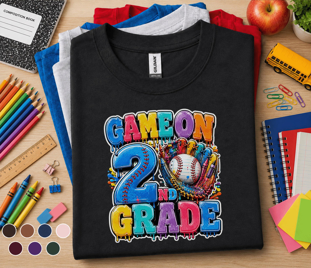 Game On 2nd Grade Baseball Shirt, Back to School Second Grade Tee