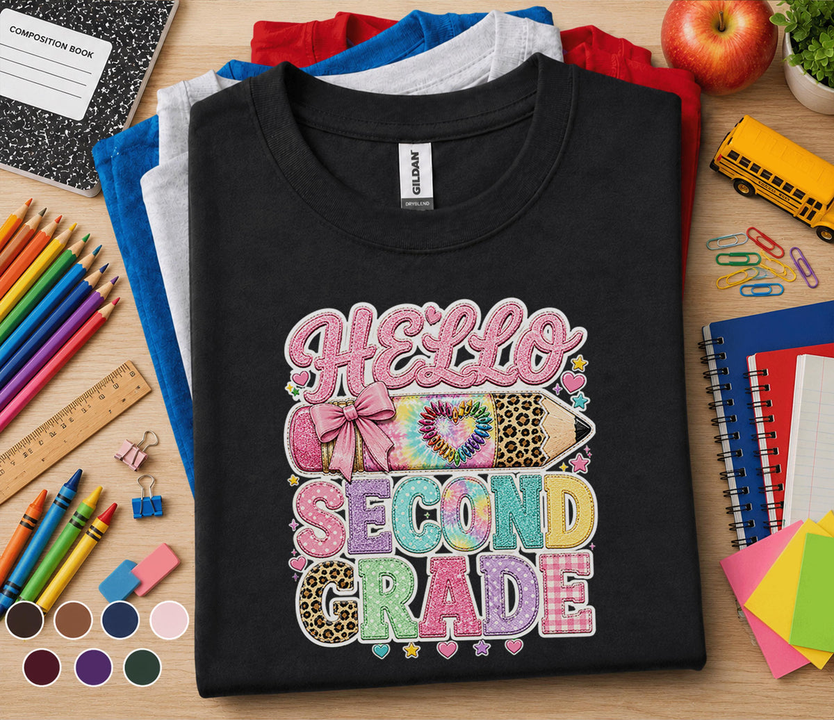 Hello Second Grade Shirt, Cute Coquette Back to School Tee