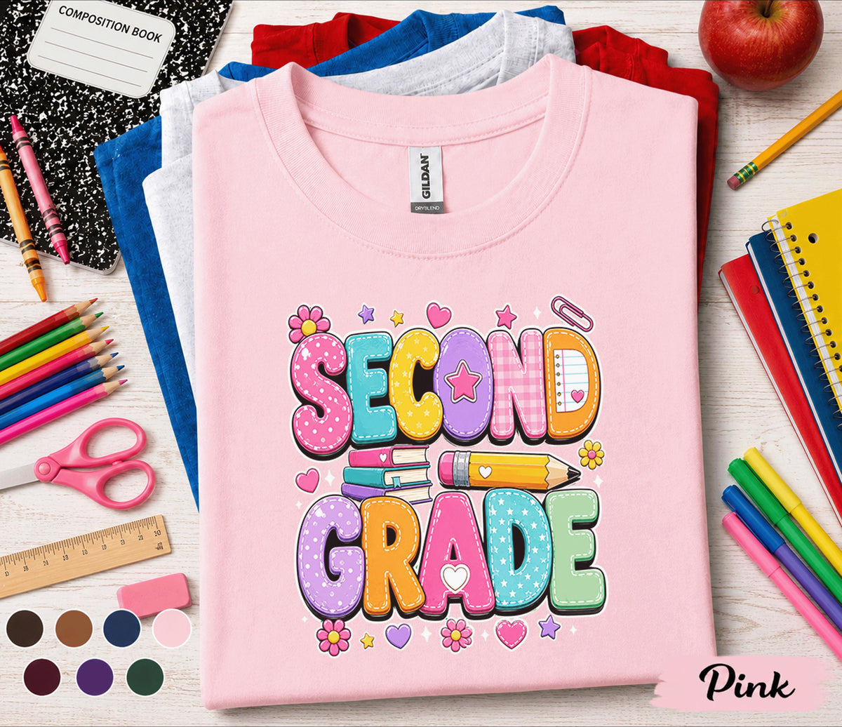 Second Grade Shirt, Teacher First Day of School Tee, 2nd Grade Student Shirt, Back to School Kids Outfit, Girls School Grade Shirt Gift