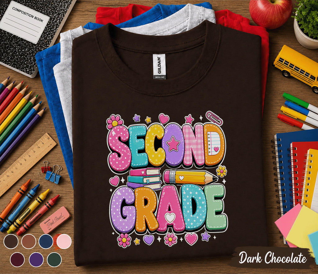 Second Grade Shirt, Teacher First Day of School Tee, 2nd Grade Student Shirt, Back to School Kids Outfit, Girls School Grade Shirt Gift