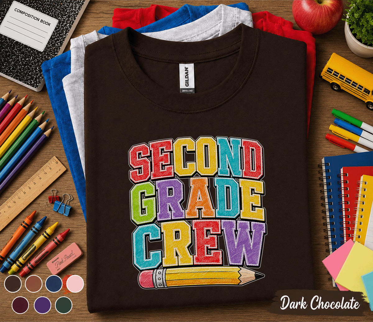 Second Grade Crew Shirt, Teacher First Day of 2nd Grade Tee, Back to School Student Shirt, Group School Crew Outfit, Second Grade Kids Gift