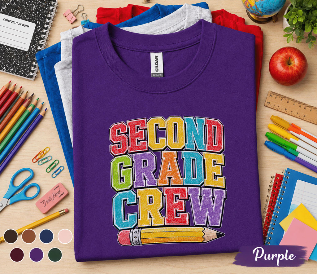 Second Grade Crew Shirt, Teacher First Day of 2nd Grade Tee, Back to School Student Shirt, Group School Crew Outfit, Second Grade Kids Gift