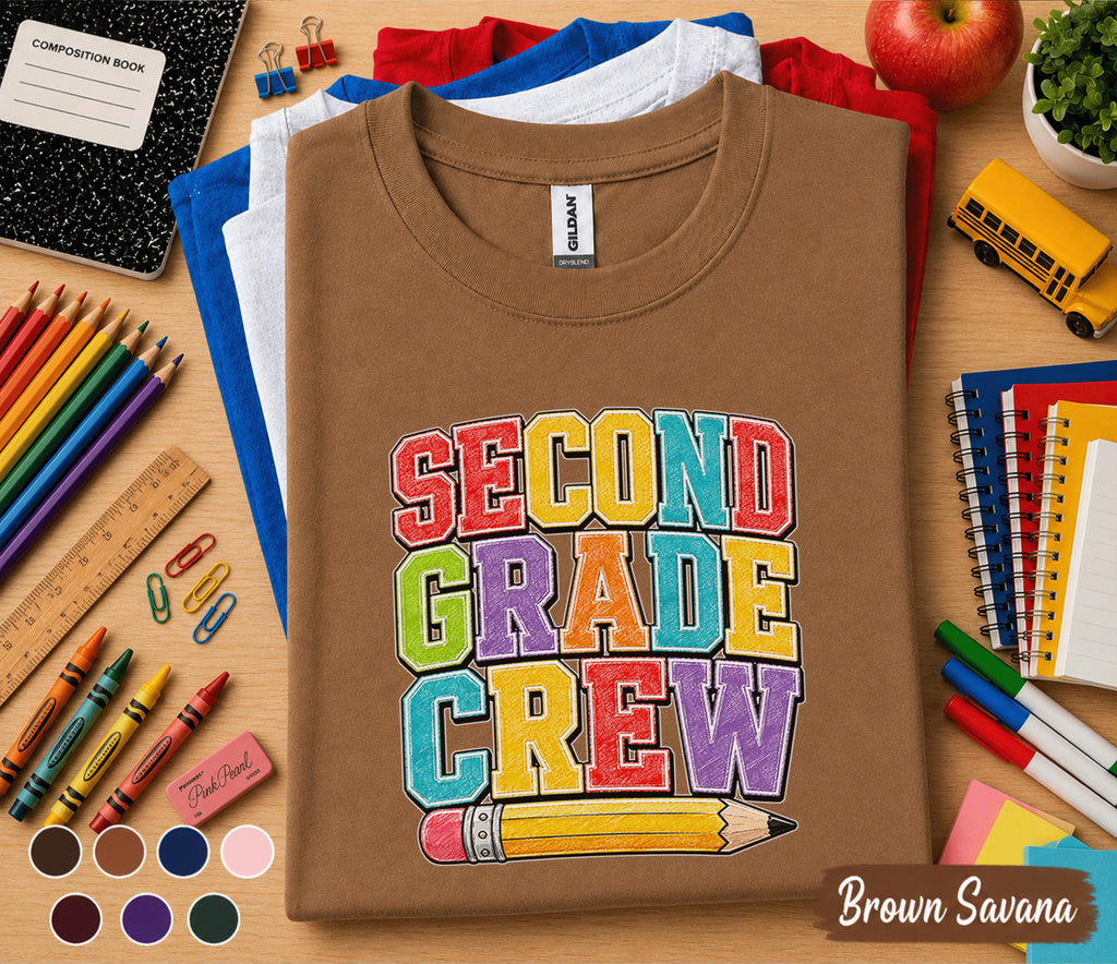 Second Grade Crew Shirt, Teacher First Day of 2nd Grade Tee, Back to School Student Shirt, Group School Crew Outfit, Second Grade Kids Gift