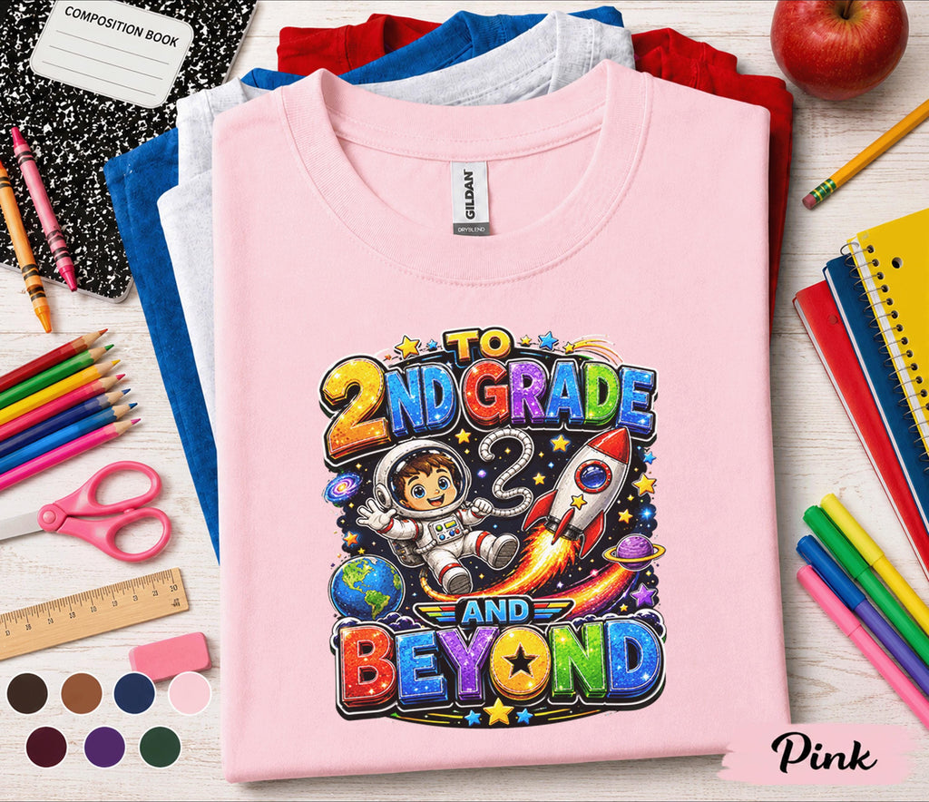 2nd Grade and Beyond Shirt First Day of Second Grade Astronaut Rocket Back to School Tee Space Student Gift Kids School Outfit