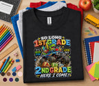 So Long 1st Grade Here I Come 2nd Grade Shirt Dinosaur Monster Truck Back to School Tee First Day of Second Grade Kid...