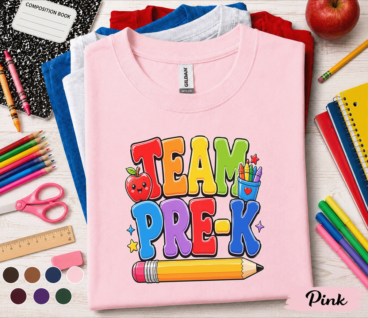 Team Pre-K Shirt Back to School Teacher Student Tee Group Preschool Classroom Outfit Matching First Day of School Kids Teacher Matching Gift