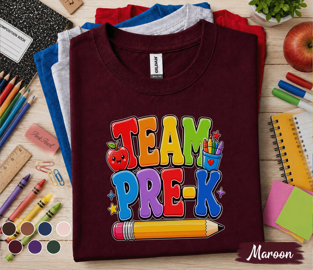 Team Pre-K Shirt Back to School Teacher Student Tee Group Preschool Classroom Outfit Matching First Day of School Kids Teacher Matching Gift