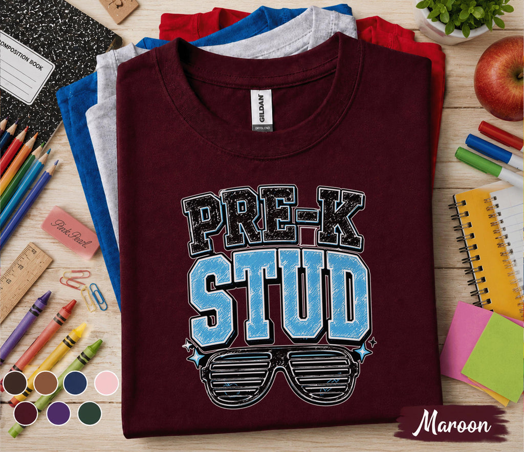 Pre-K Stud Shirt Funny Back to School Shirt First Day of Pre-K Tee Preschool Student Outfit Cool Kids School Shirt Preschool Gift Idea