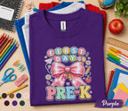 First Day of Pre-K Shirt Cute Pink Bow Back to School Tee Teacher Preschool Girl First Day Outfit Kindergarten Ready Student Gift for Girls