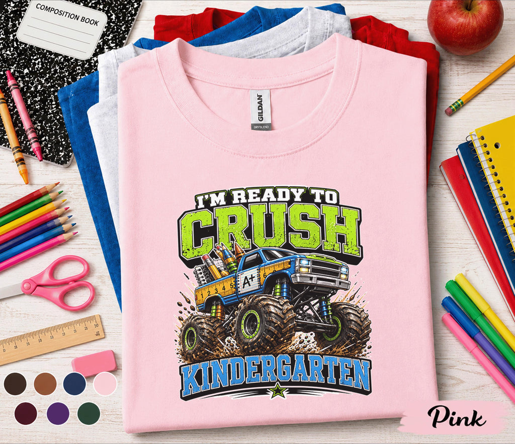 I'm Ready to Crush Kindergarten Shirt Monster Truck Back to School Tee First Day of Kindergarten Shirt Boys School Outfit Kids Gift