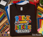 Pre-K Where the Adventure Begins Shirt First Day of Pre K Tee Back to School Shirt Preschool Toddler Outfit Kindergarten Ready Kids Gift