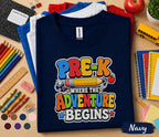 Pre-K Where the Adventure Begins Shirt First Day of Pre K Tee Back to School Shirt Preschool Toddler Outfit Kindergarten Ready Kids Gift