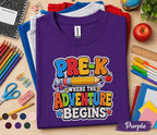 Pre-K Where the Adventure Begins Shirt First Day of Pre K Tee Back to School Shirt Preschool Toddler Outfit Kindergarten Ready Kids Gift
