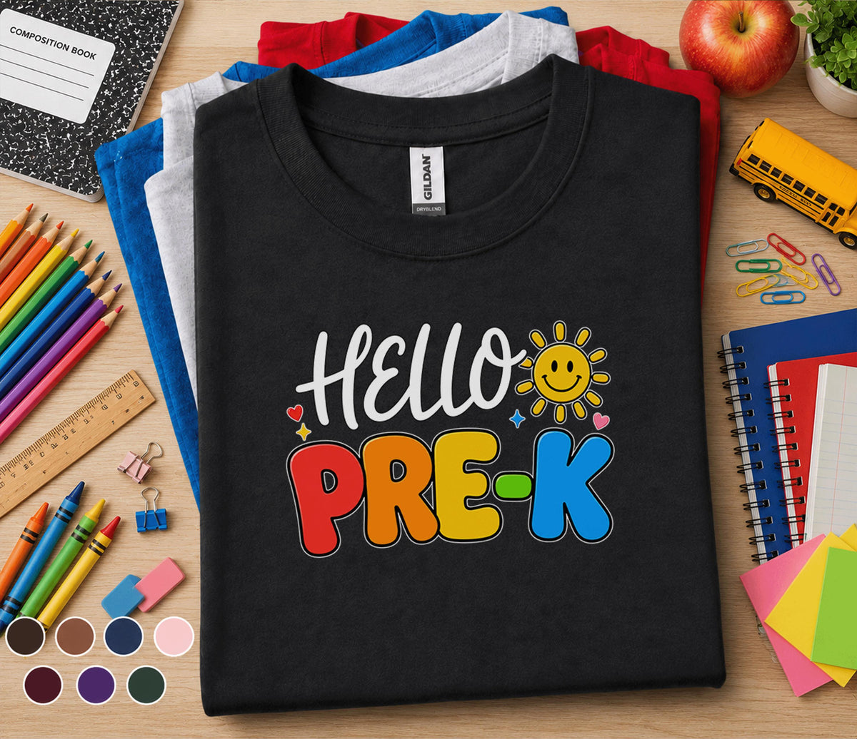 Hello Pre-K Shirt First Day of Pre-K Tee Teacher Back to School Preschool Shirt Toddler Student Outfit Kindergarten P...