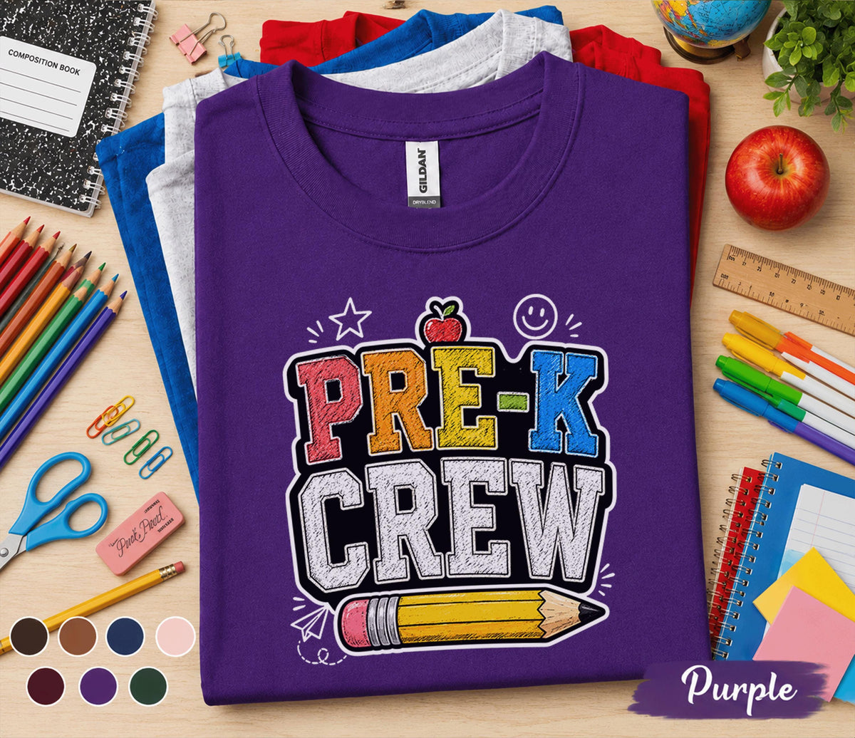 Group Pre-K Crew Shirt First Day of Pre-K Tee Matching Back to School Preschool Student Shirt Kids Classroom Outfit Gift for Boys Girls