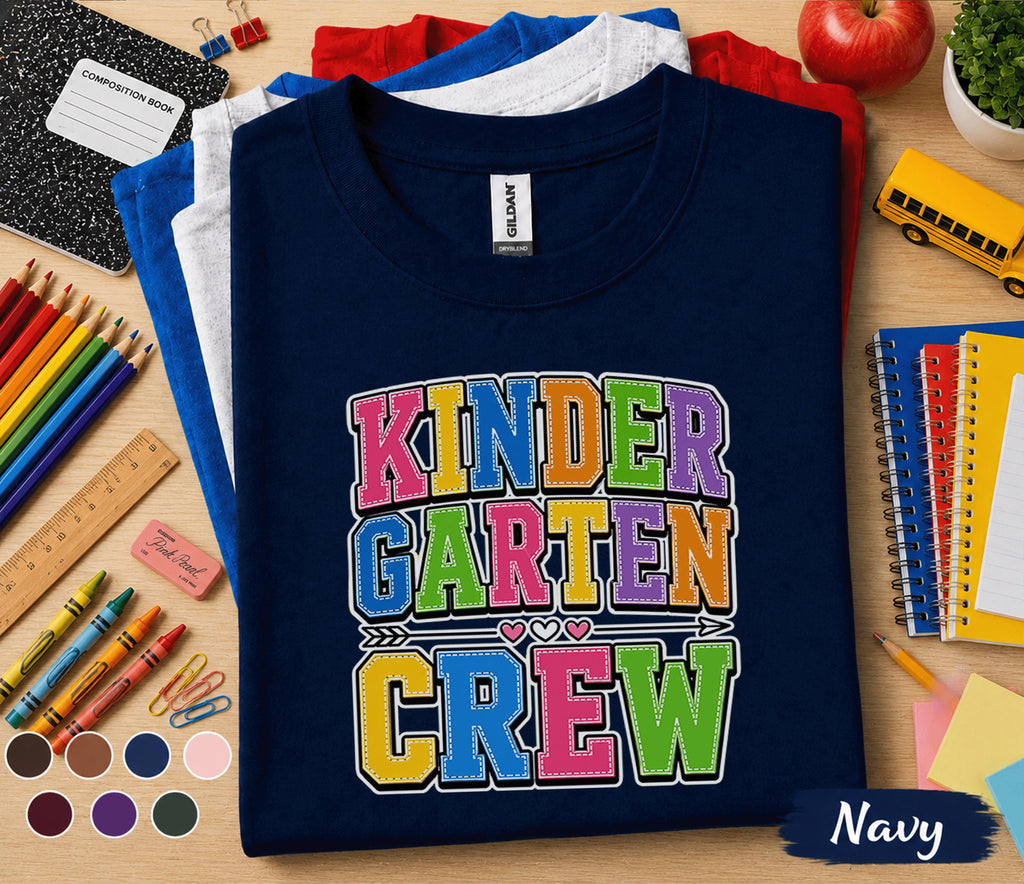 Kindergarten Crew Shirt Group Back to School Tee First Day of Kindergarten Teacher Student Class Matching Shirt Kids School Team Gift Idea