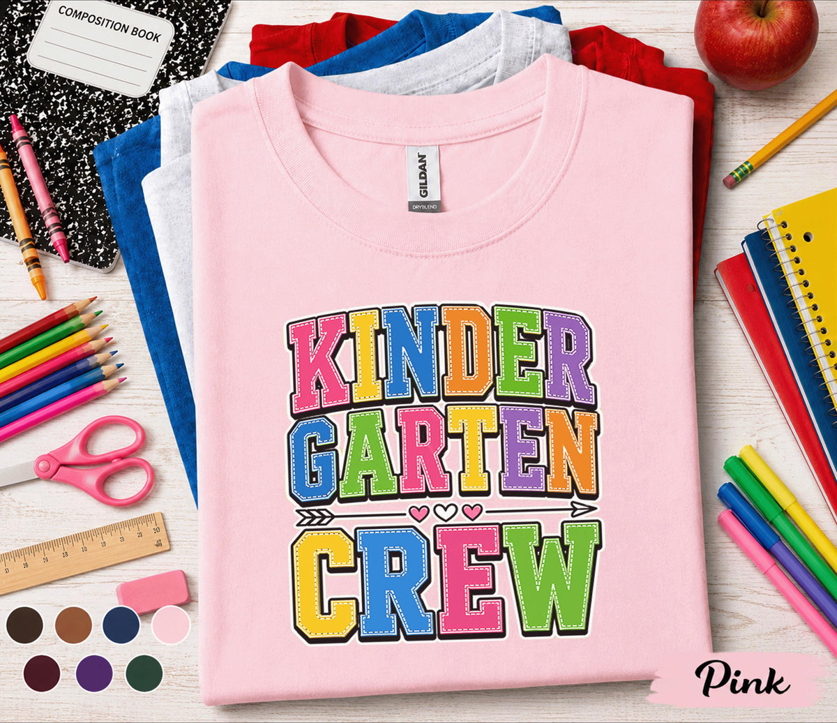 Kindergarten Crew Shirt Group Back to School Tee First Day of Kindergarten Teacher Student Class Matching Shirt Kids School Team Gift Idea