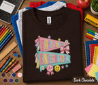 First Day of Kindergarten Shirt Coquette Back to School Tee Girl Cute Pennant Flags Bow Smiley Face Student Outfit Girl School Gift Teacher