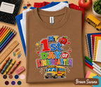 My 1st Day of Kindergarten Shirt First Day of School Tee Cute School Bus Apple Back to School Kids Student Outfit Kindergarten Gift
