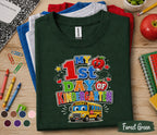 My 1st Day of Kindergarten Shirt First Day of School Tee Cute School Bus Apple Back to School Kids Student Outfit Kindergarten Gift