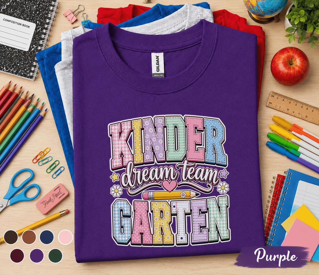 Kinder Dream Team Garten Shirt Cute Kindergarten Teacher Team Tee Pastel Back to School Shirt Classroom Staff Gift First Day School Outfit