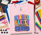 Kinder Garten Squad Shirt Colorful Back to School Tee First Day of Kindergarten Student Shirt Cute Kids School Outfit Gift for Boys Girls