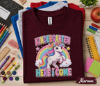 Kindergarten Here I Come Unicorn Shirt First Day of School Tee Cute Rainbow Unicorn Back to School Shirt for Girls Kids Kindergarten Gift