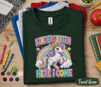 Kindergarten Here I Come Unicorn Shirt First Day of School Tee Cute Rainbow Unicorn Back to School Shirt for Girls Kids Kindergarten Gift