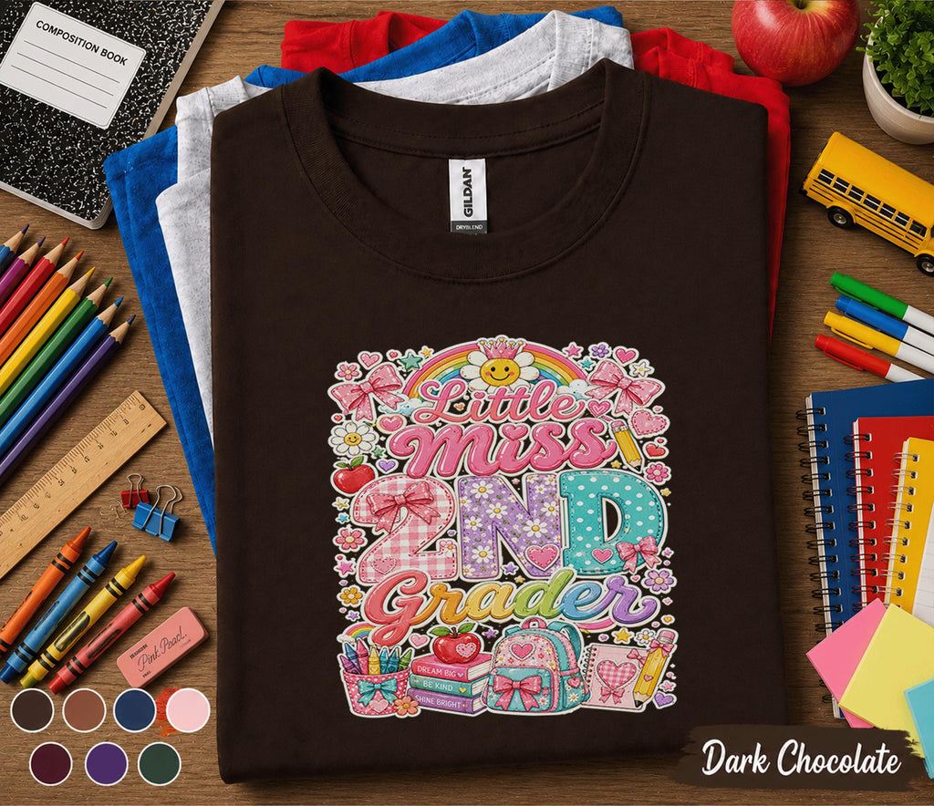 Little Miss 2nd Grader Shirt, Second Grade Back to School Shirt, First Day of 2nd Grade Tee, School Girl Outfit, Elementary Student Gift