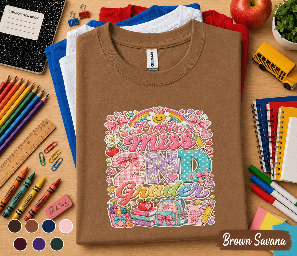 Little Miss 2nd Grader Shirt, Second Grade Back to School Shirt, First Day of 2nd Grade Tee, School Girl Outfit, Elementary Student Gift