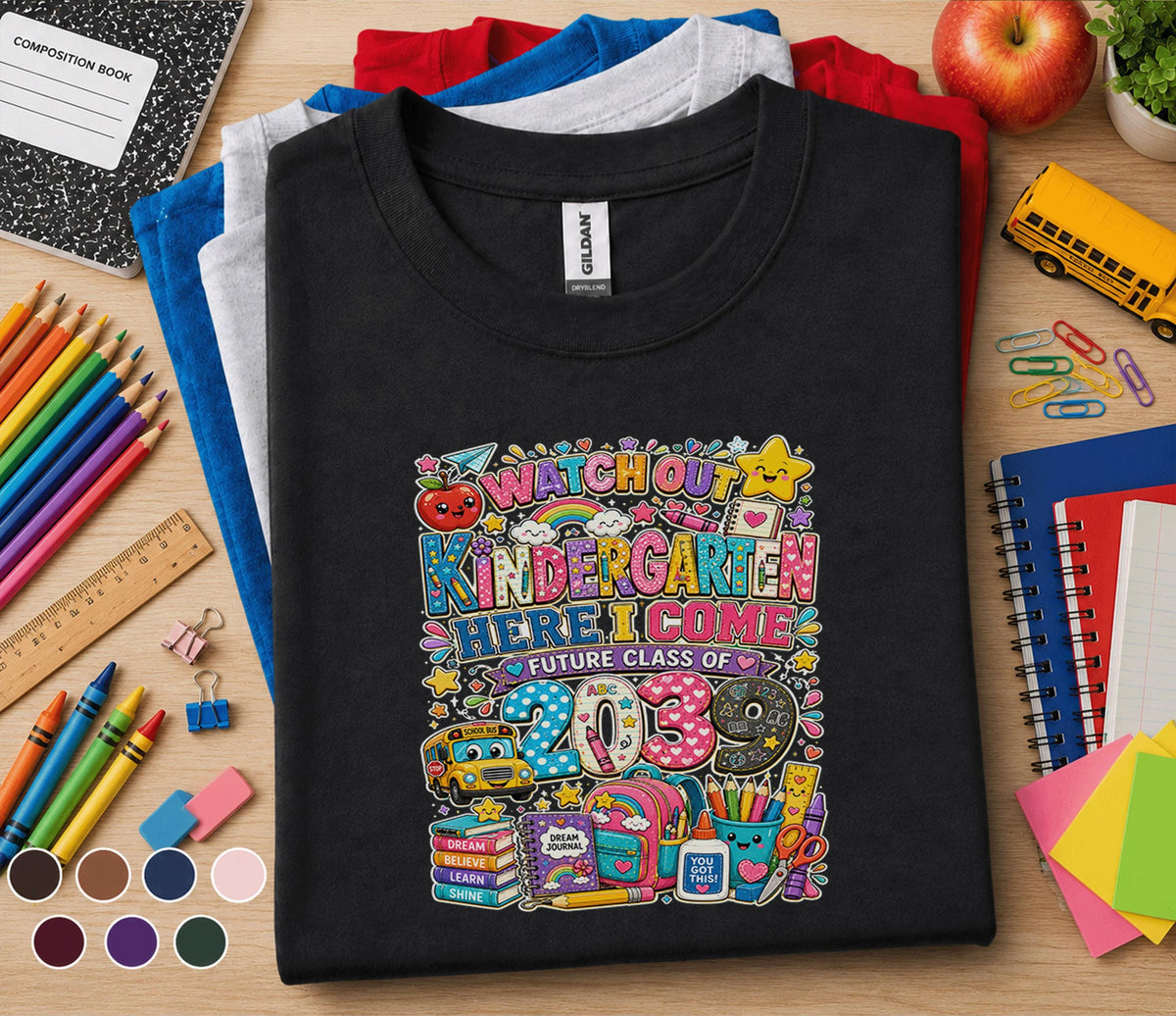 Watch Out Kindergarten Here I Come 2039 Shirt, First Day of Kindergarten Tee