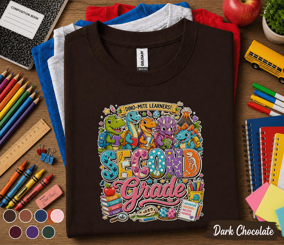 Second Grade Dinosaur Shirt, Dino Mite Learners Back to School Tee, 2nd Grade Student Shirt, Dinosaur School Shirt, First Day of School Gift