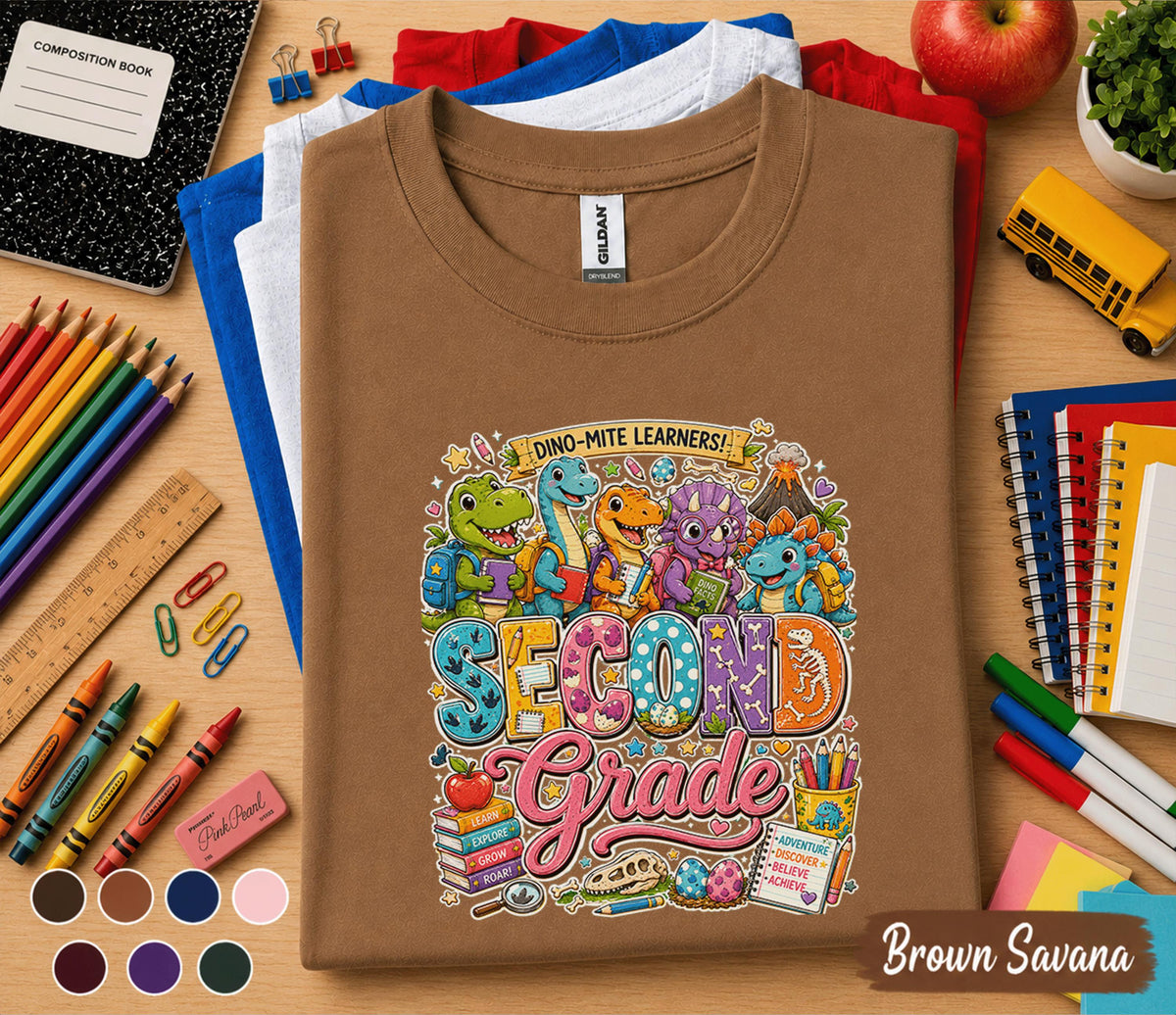 Second Grade Dinosaur Shirt, Dino Mite Learners Back to School Tee, 2nd Grade Student Shirt, Dinosaur School Shirt, First Day of School Gift