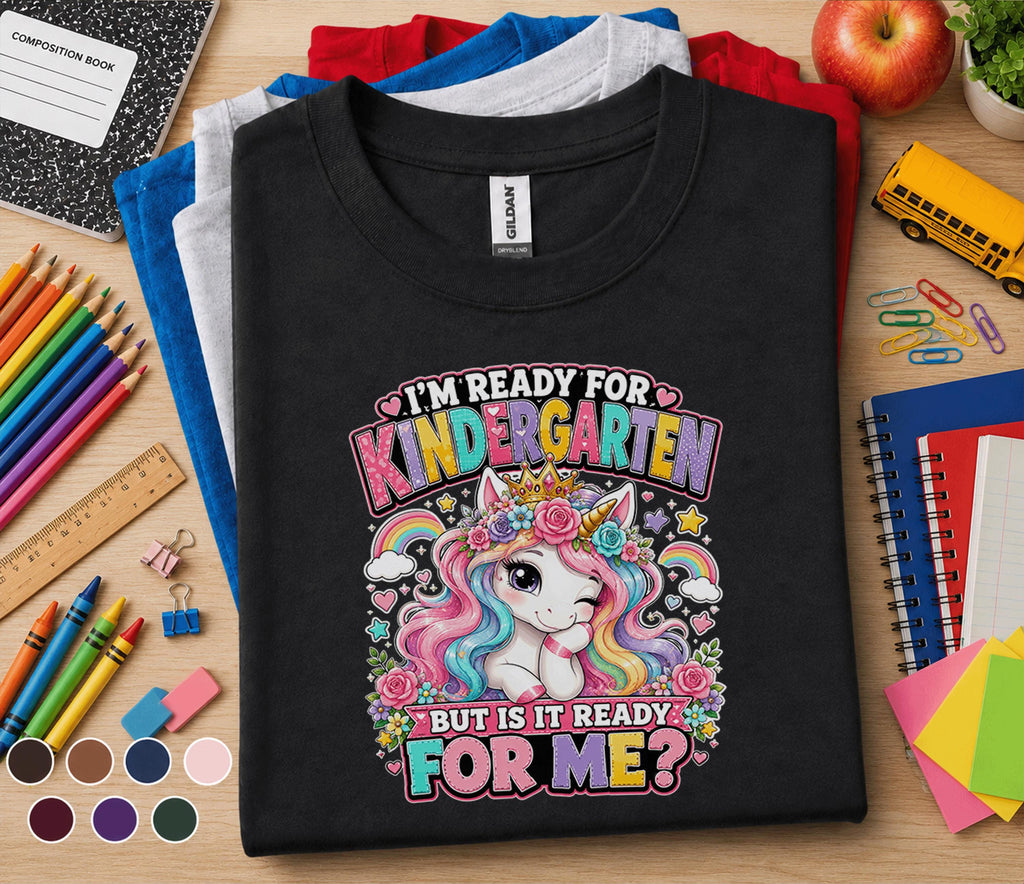 I'm Ready for Kindergarten Shirt, Unicorn Back to School Tee