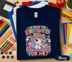 I'm Ready for Kindergarten Shirt, Unicorn Back to School Tee, Cute First Day of Kindergarten Shirt, Rainbow Unicorn Kids School Shirt