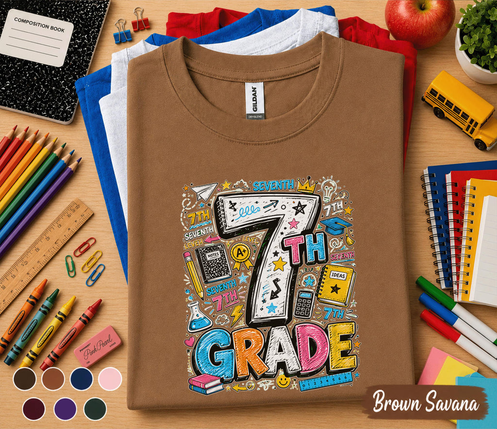 7th Grade Back to School Shirt, Seventh Grade Student Tee, First Day of 7th Grade Shirt, Middle School Outfit, Class Gift for Boys Girls