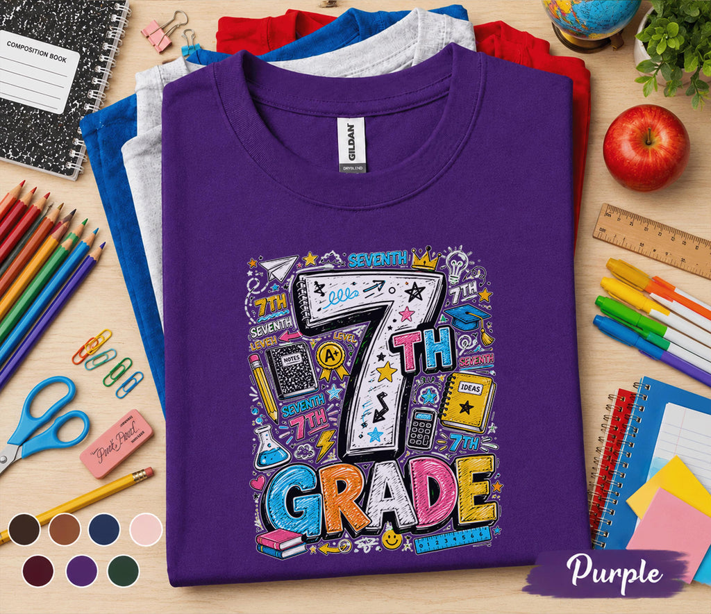 7th Grade Back to School Shirt, Seventh Grade Student Tee, First Day of 7th Grade Shirt, Middle School Outfit, Class Gift for Boys Girls