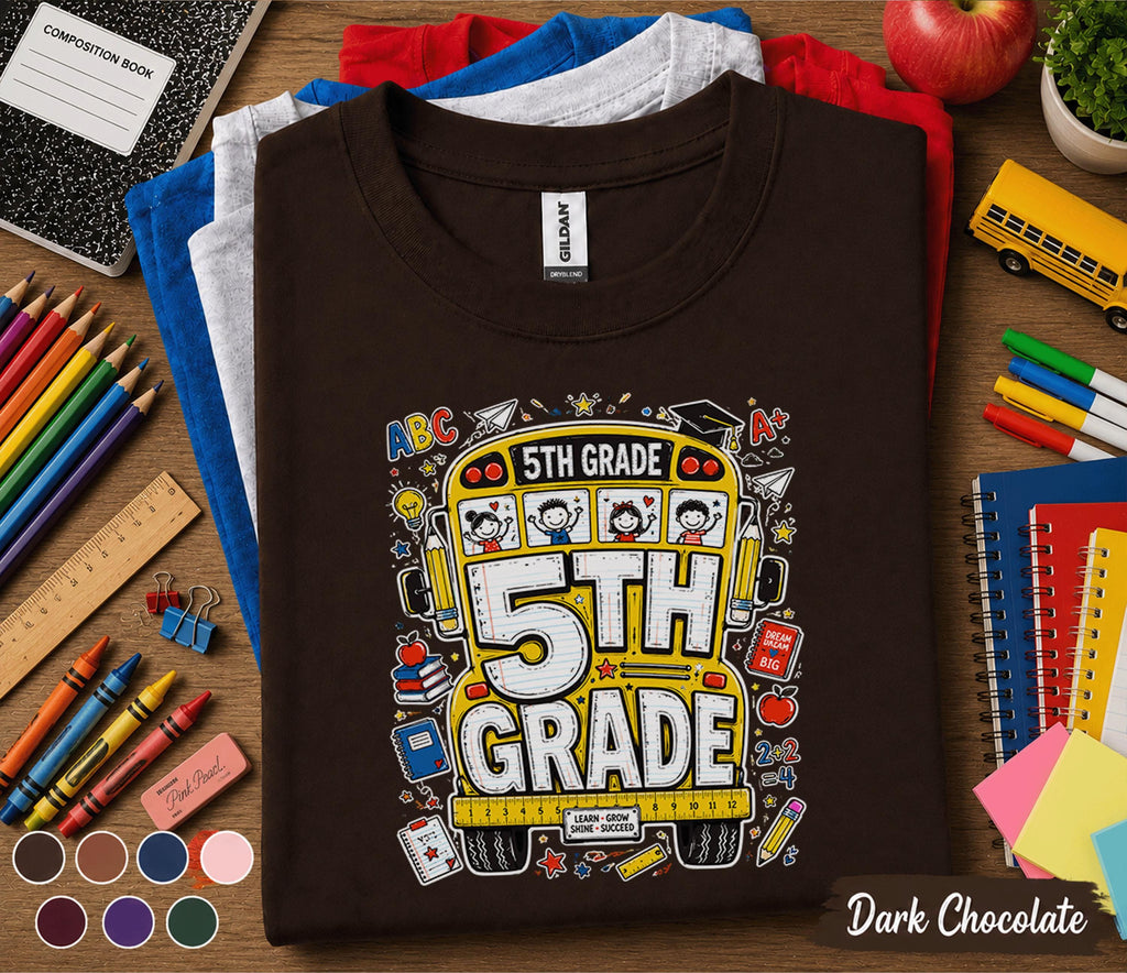 5th Grade Back to School Shirt, First Day of 5th Grade Tee, School Bus Student Shirt, Fifth Grade Kids Gift, Elementary School Apparel