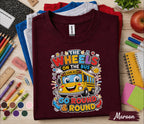 The Wheels on the Bus Go Round Shirt, Back to School Bus Tee, Cute School Bus Kids Shirt, First Day of School Gift, Preschool Kindergarten