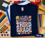 Hello Third Grade Shirt, 3rd Grade Back to School Tee, Cute First Day of Third Grade Shirt, Elementary Student Gift, Floral School Apparel