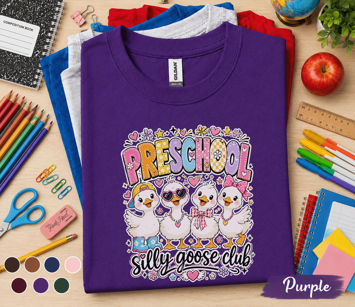 Preschool Silly Goose Club Shirt, Cute Preschool Duck Shirt, First Day of Preschool Tee, Back to School Kids Shirt, Toddler School Gift