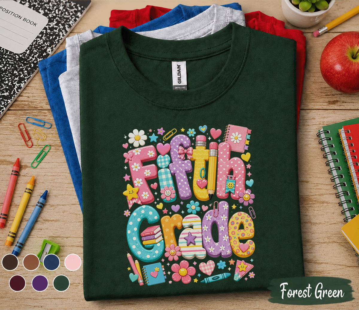 Fifth Grade Shirt, 5th Grade Back to School Tee, First Day of Fifth Grade Shirt, Cute School Student Gift, Colorful Elementary School Shirt
