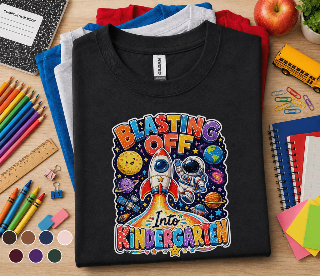 Blasting Off Into Kindergarten Shirt, Space Back to School Tee