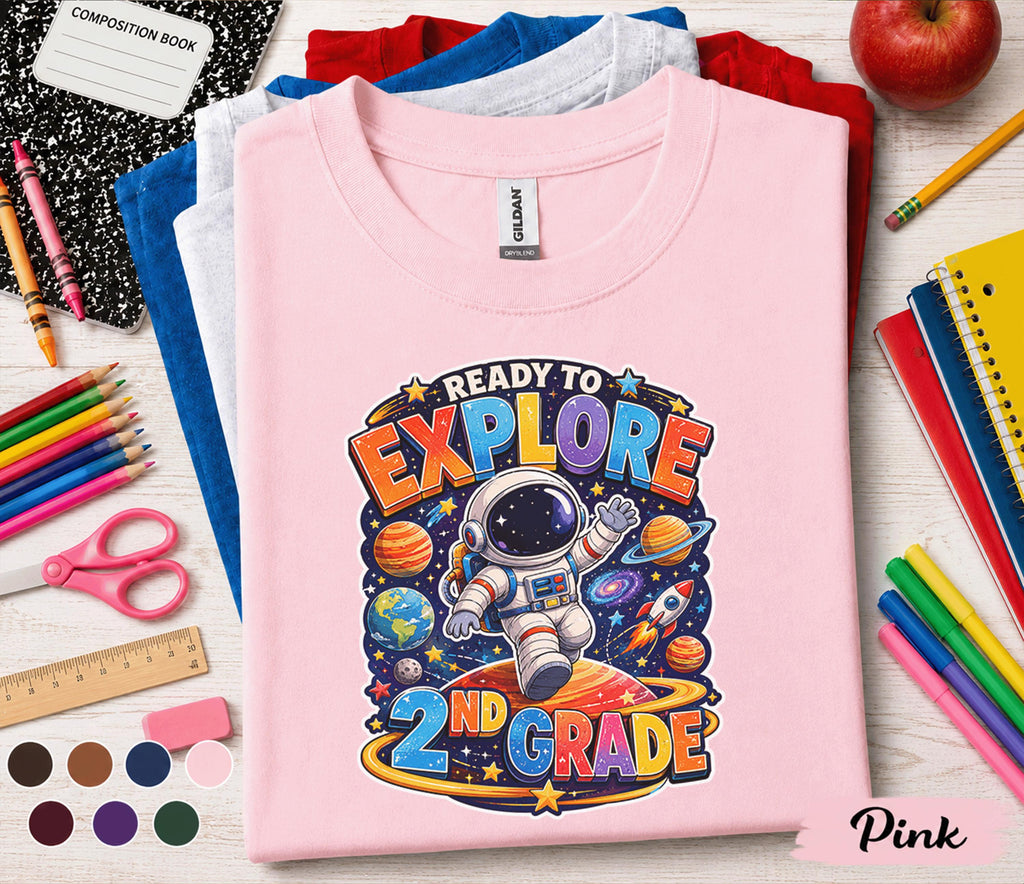 Ready to Explore 2nd Grade Shirt, Second Grade Back to School Tee, Astronaut Space School Shirt, First Day of 2nd Grade Gift
